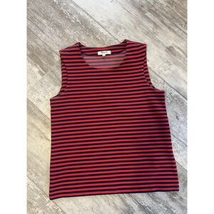 Madewell Ridge Stripe Tank Top Womens  Small Red Navy Ribbed Boxy‎